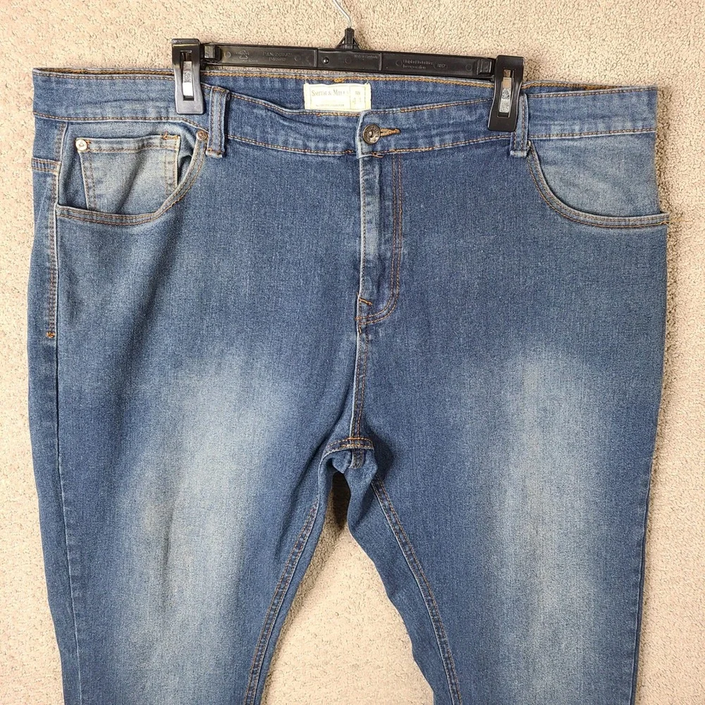 Smith & Mills Denim Jeans Mens 44x32 Blue Stretch Slim Straight Cotton Blend‎